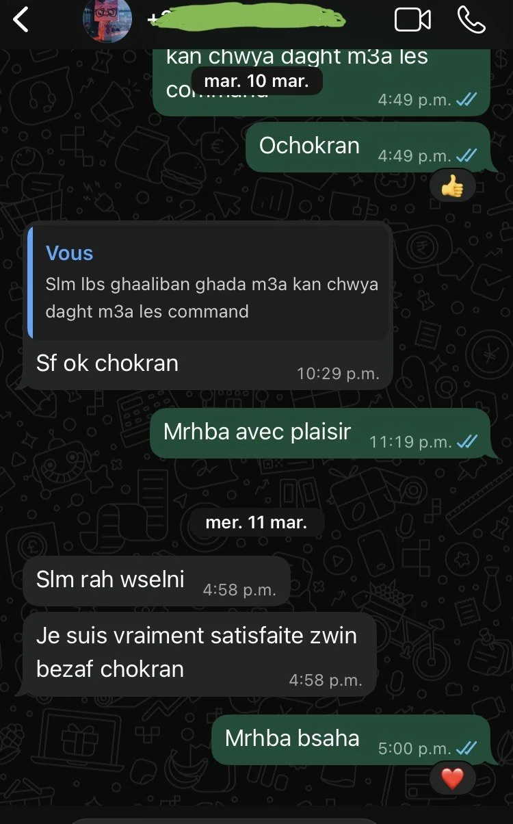 Capture d’un témoignage client WhatsApp pour LYSÉA